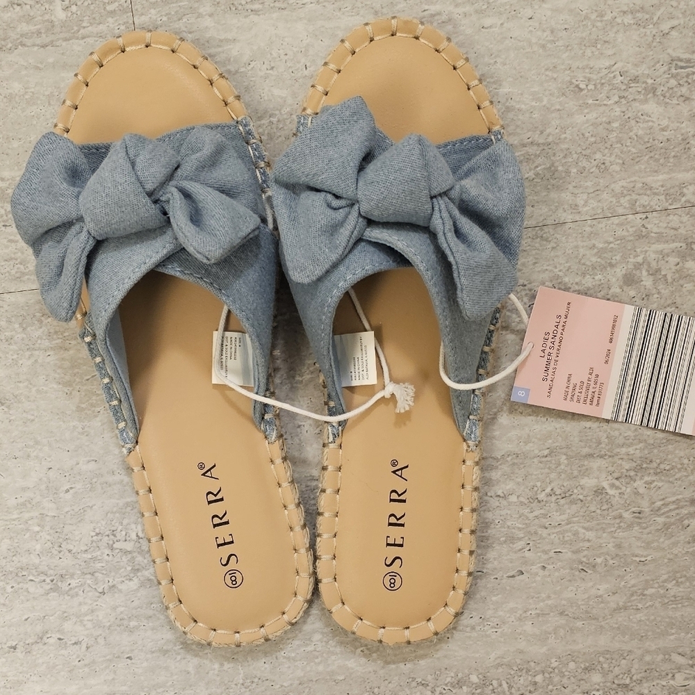 NEW Serra Light Blue Bow  Sandals Nwt Size 8